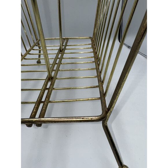 MCM Gold Tone Metal Magazine Rack - 15” H X 16 L X 9” W (approximately) - Picture 7 of 16